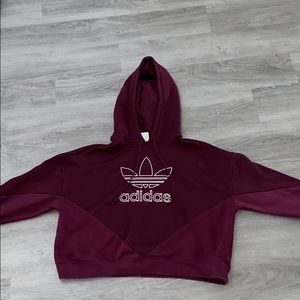 Red and burgundy adidas crop sweatshirt